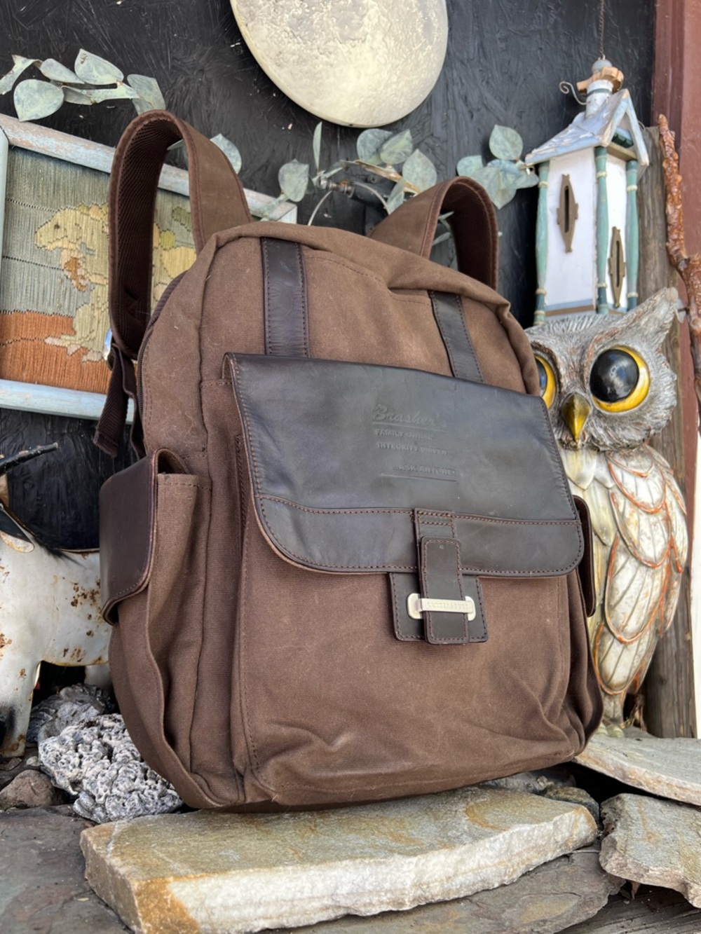 Cutter & Buck Canvas and Leather Backpack. - Picture 2 of 14